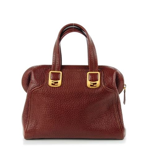 FENDI Pebbled Calfskin Small Chameleon Tote Cognac